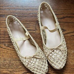 Loeffler Randall Natural Crochet Raffia Leonia Flats